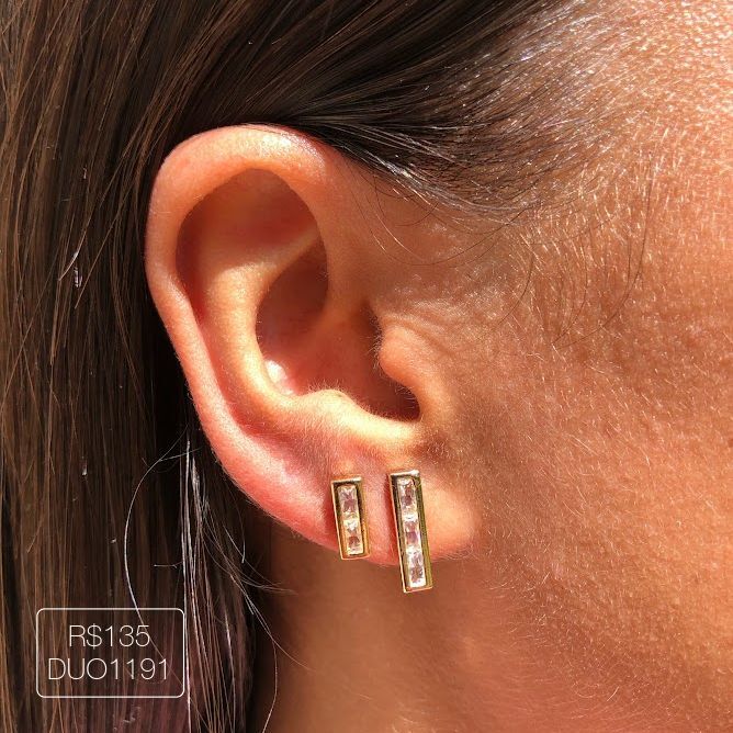 Duo Palito Baguete Cristal Dourado